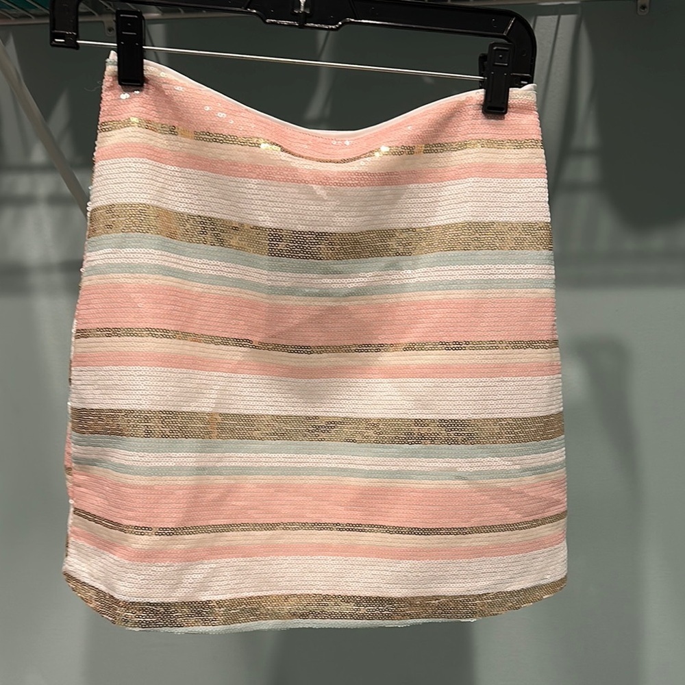 NWT Storia Striped Pink and Gold Women's Skirt - Picture 2 of 6